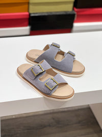 Suede Double Strap Sandals