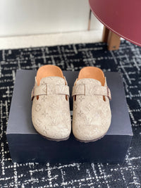 Monogram Suede Clogs