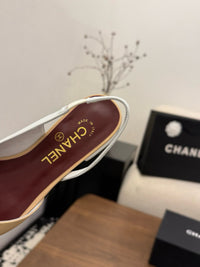 Two-Tone Leather Flat Slingbacks