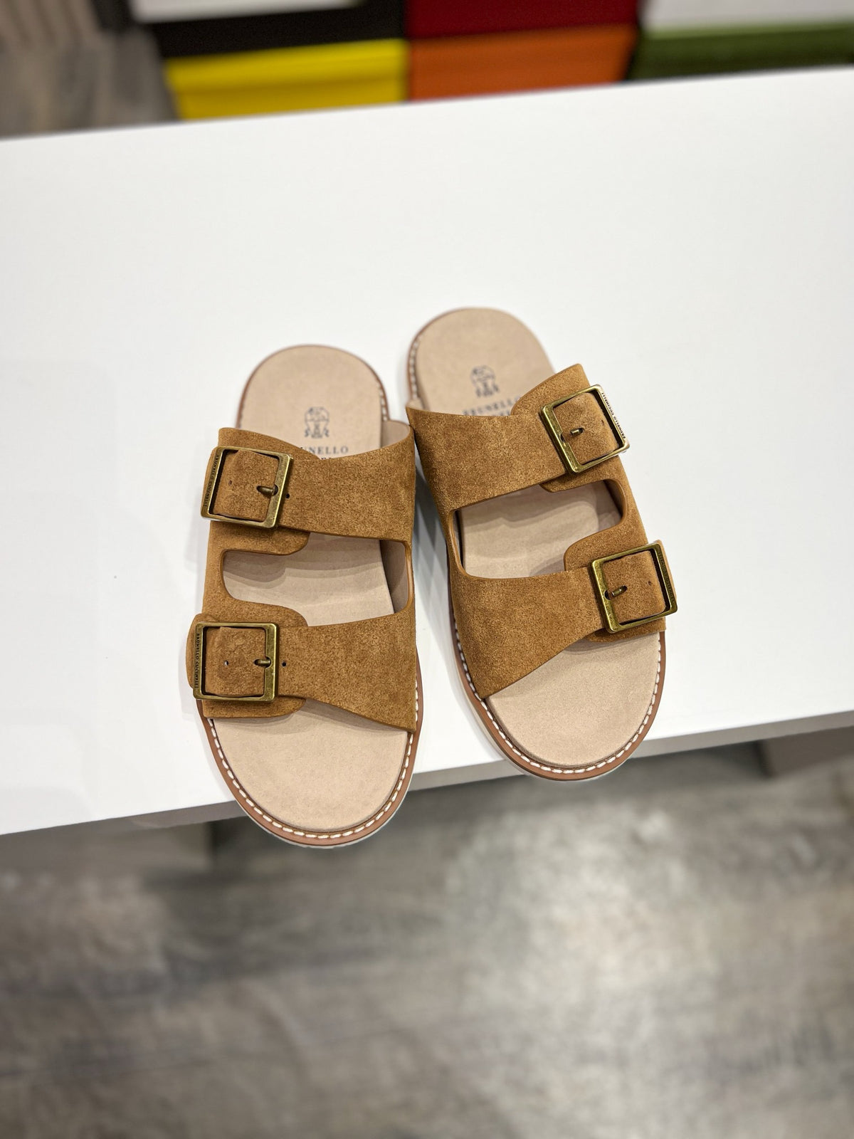 Suede Double Strap Sandals