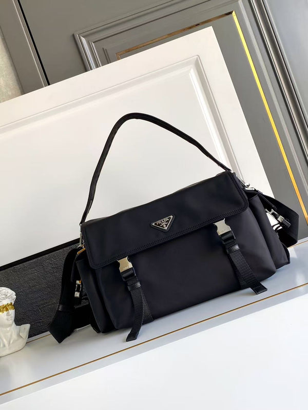 Explore Re-Nylon and Leather Shoulder Bag