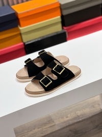 Suede Double Strap Sandals