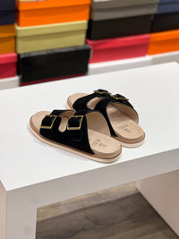 Suede Double Strap Sandals