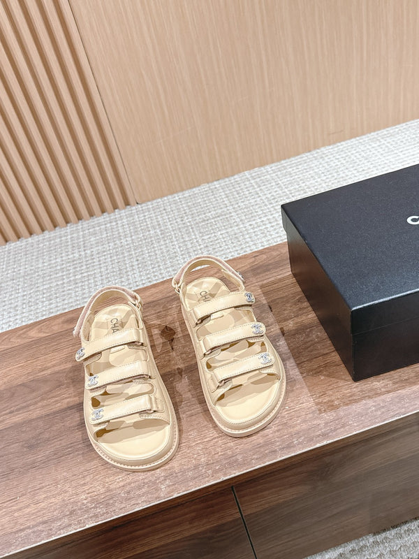 Lambskin Crystal Velcro Dad Sandals
