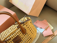 Raffia Top-Handle Bag