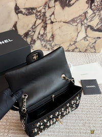 Pearl Strass Mini Flap Bag