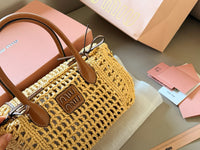 Raffia Top-Handle Bag