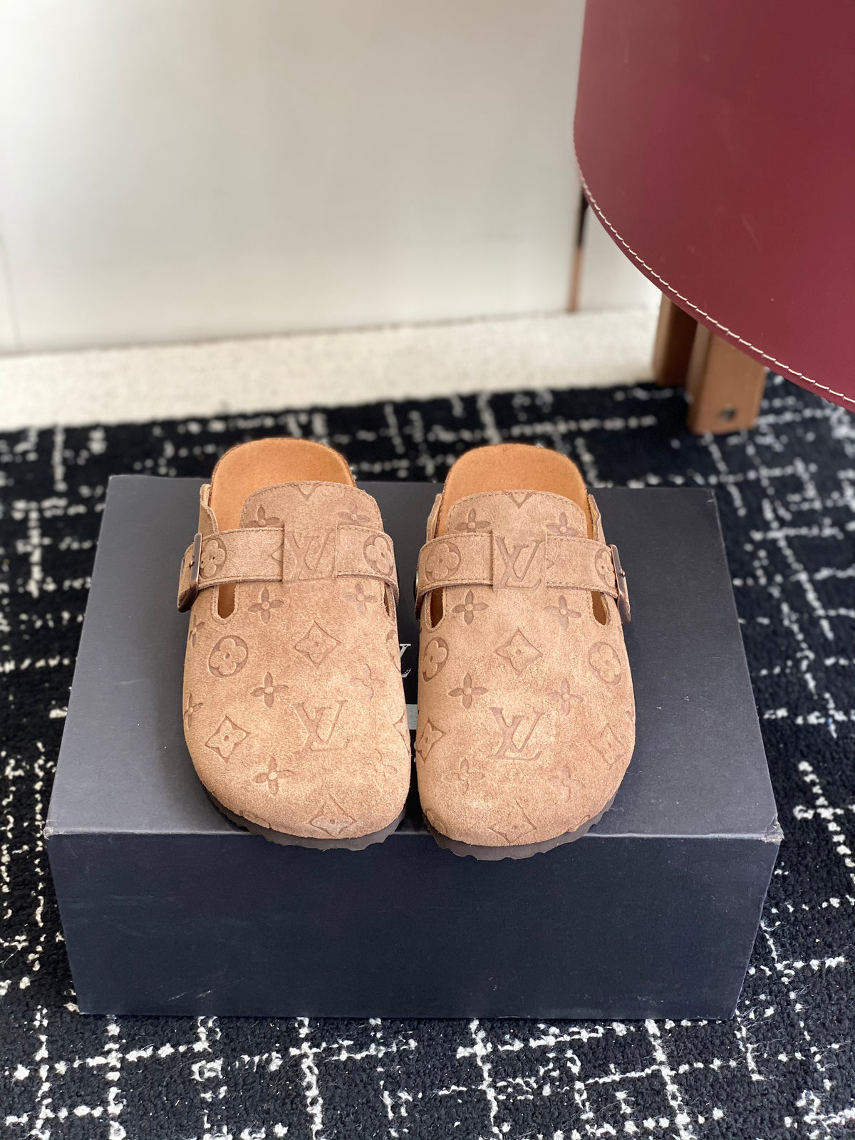 Monogram Suede Clogs