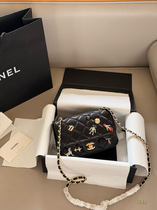 Whimsical Charms Lambskin Flap Bag