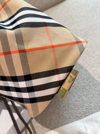 Check Drawstring Cotton Bucket Bag