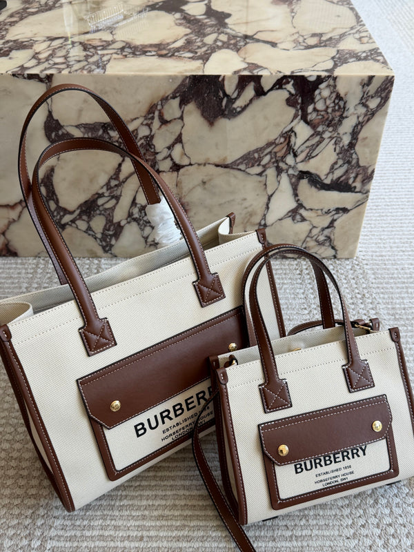 Two-Tone Canvas and Leather Freya Tote Bag