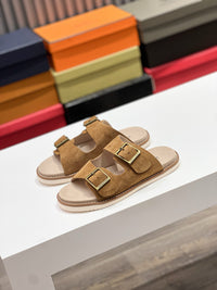 Suede Double Strap Sandals