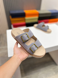 Suede Double Strap Sandals