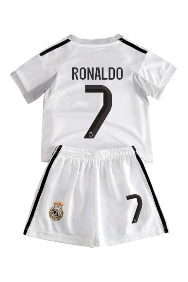 Ronaldo #7 White Kids Soccer Jersey Set
