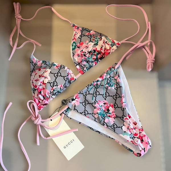 Floral Print Triangle Bikini Set