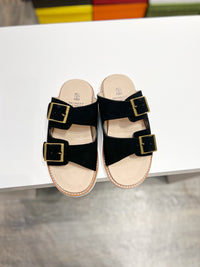 Suede Double Strap Sandals