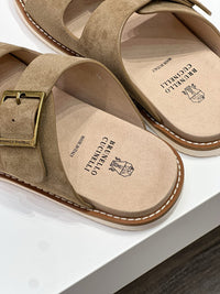 Suede Double Strap Sandals