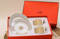Mosaique au 24 Gold Coffee Cup & Saucer Set