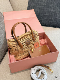 Raffia Top Handle Bag