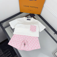 Pink Monogram Shorts Set