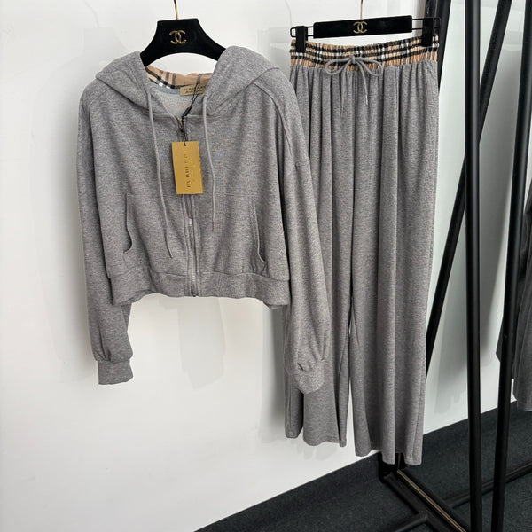 Check Hoodie Trousers Set