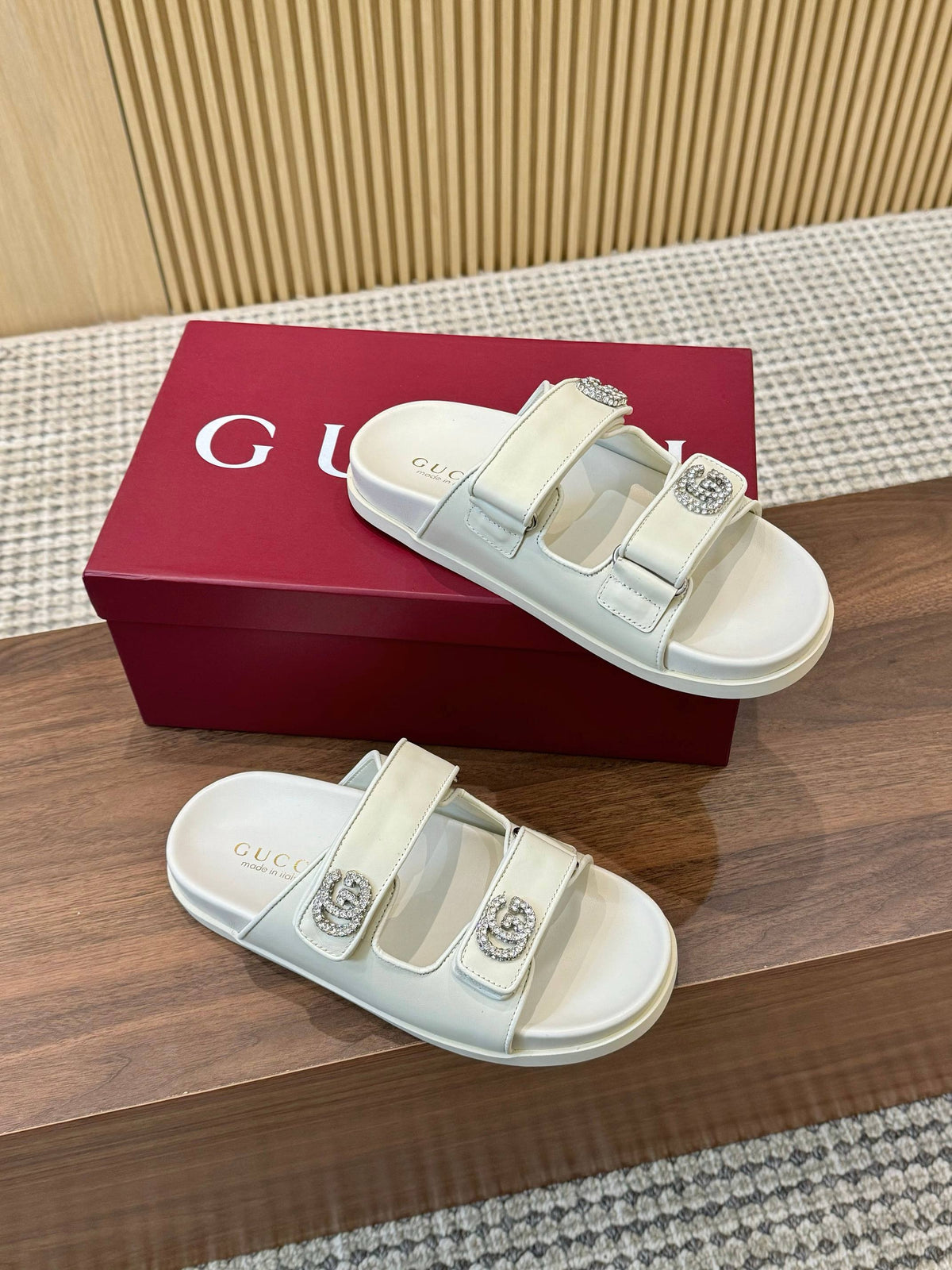 Crystal Leather Sliders
