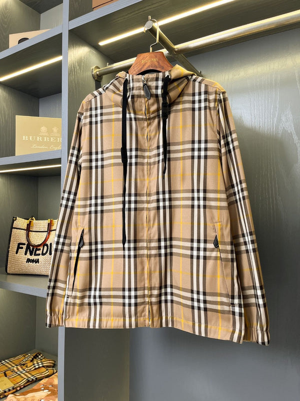 Reversible Check Hooded Jacket