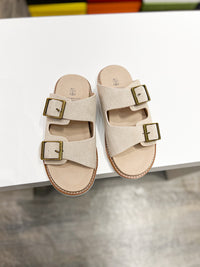Suede Double Strap Sandals
