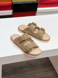 Suede Double Strap Sandals