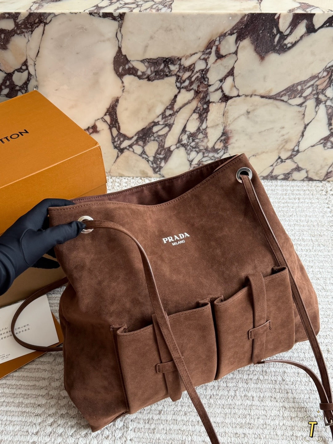 Large Suede Route Shoulder Bag