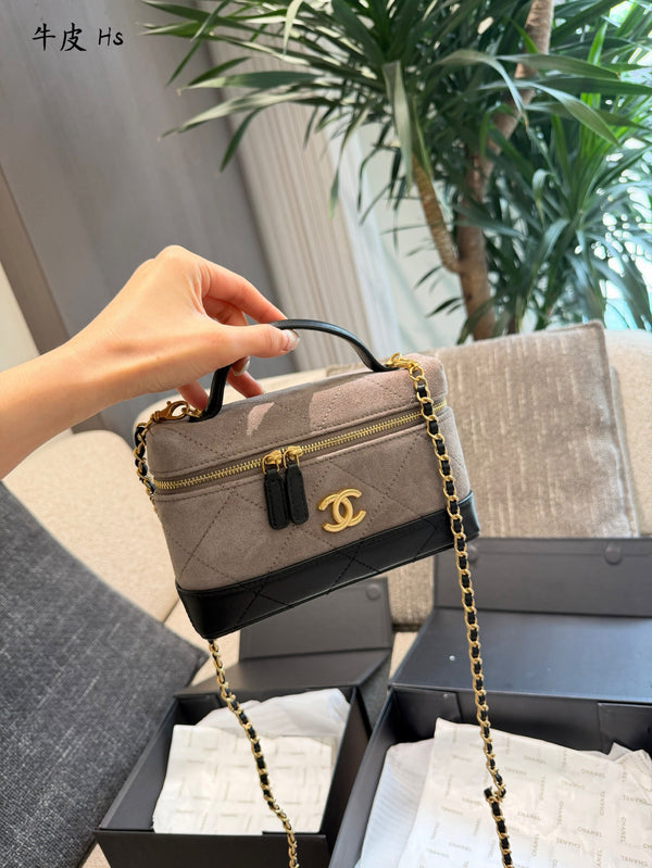 Suede Calfskin Vanity Bag