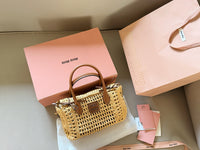 Raffia Top-Handle Bag