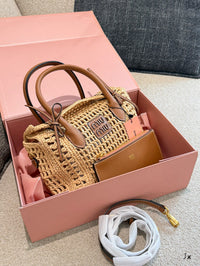 Raffia Top Handle Bag