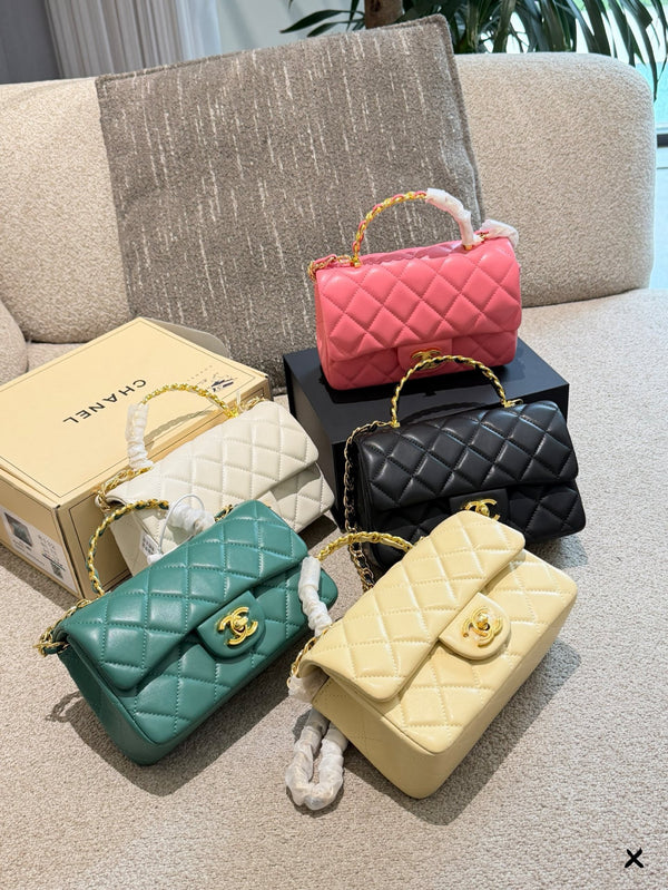 Mini Top Handle Flap Bag Lambskin