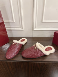 Horsebit Shearling-Trimmed Mules