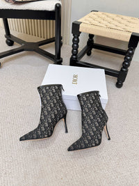 Embroidered Mesh Ankle Boots