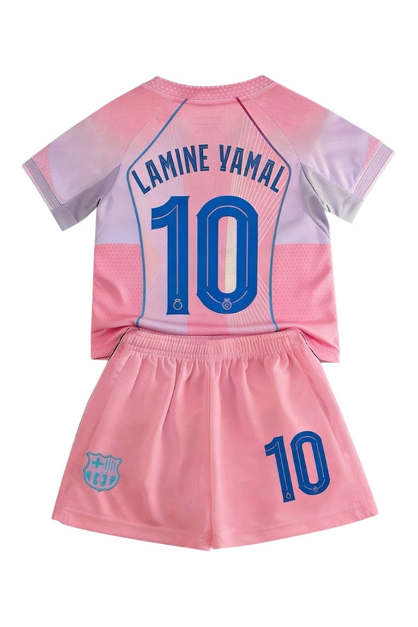 Lamine Yamal #10 Pink Kids Soccer Jersey Set