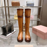 Leather Knee High Riding Boots