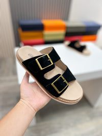 Suede Double Strap Sandals