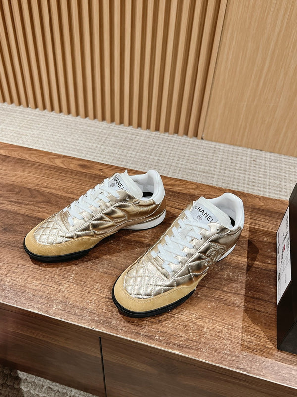 Laminated Lambskin & Suede Trainers