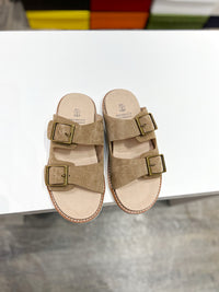 Suede Double Strap Sandals