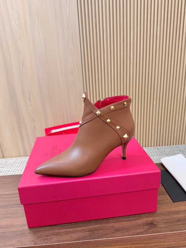 Rockstud Leather Ankle Boots