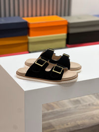 Suede Double Strap Sandals