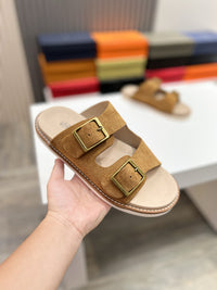Suede Double Strap Sandals