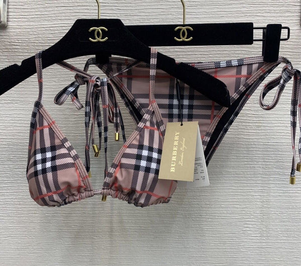 Vintage Check Triangle Bikini Set