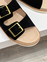 Suede Double Strap Sandals