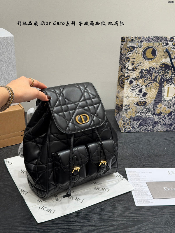 Caro Cannage Leather Backpack