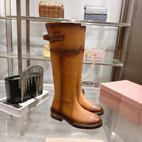 Leather Knee High Riding Boots