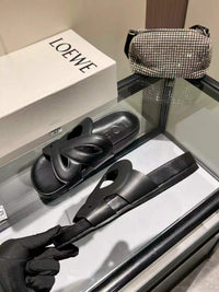 Paula's Ibiza Leather Monogram Ease Slides