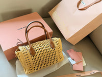 Raffia Top-Handle Bag